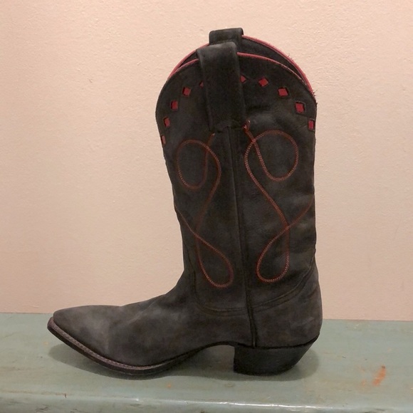 Larry Mahan Grey Suede Western Boots Women’s 6 - Picture 3 of 15